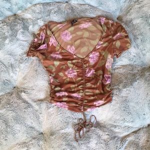 Urban Outfitters Mesh Rose Crop Top.